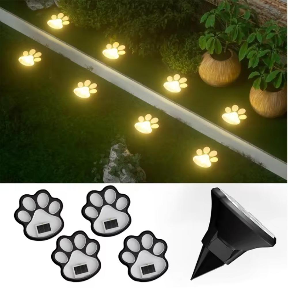 4PCS Outdoor Solar Paw Print Buried Light LED Lawn Lighting Lamp Waterproof IP44 String Light for Garden Courtyard Decorations