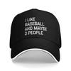 Vintage I Like Baseball And Maybe 3 People   Golf Cap Men Women Headwear  Daily All Seasons Adjustable Sun Caps
