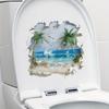 Broken Wall Beach Coconut Tree Toilet Cover - Bathroom Toilet Lid Decorative Sticker
