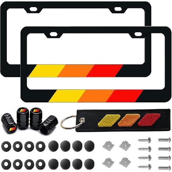 Tri-Color 3 Color Aluminum License Plate Frame Cover Holder Compatible With Toyota Vehicle Truck Trailer SUV. (White Gray-02)