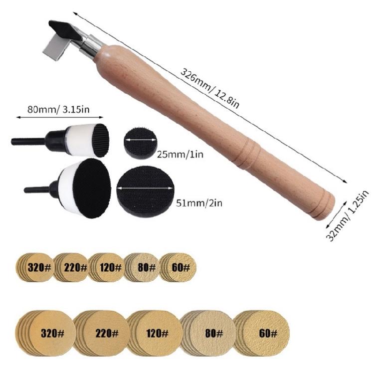 Bowl Sander Sanding Tool for Woodworking With Hook Sanding Pad and Long Hardwood Handle Sandpaper Discs Buffer Pad