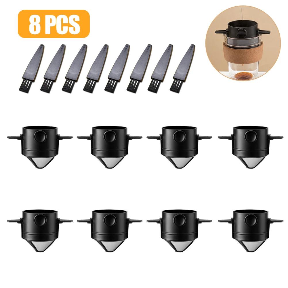 10/8/4/2Pcs Foldable Portable Coffee Filter Coffee Maker Stainless Steel Drip Coffee Holder Reusable Paperless Pour Over Dripper
