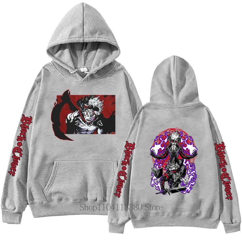 Black Clover Grafik Tierdruck Hoodie Herren Harajuku Mode Lässig Vintage Langarm Tops Herbst Winter Fleece Pullover