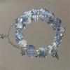 Nischendesign Sternkette Quastenarmband für Frauen Fantasie Blaue Kristallperlen Elastisches Seilarmband Beste Freundin Schmuck Geschenke