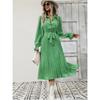 Autumn and Winter Women's Pressure Folded Peplum Long Sleeve Hem Dresses