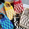 Plaid Cartoon Women's Crossbody Mini Bag: Cute, Lightweight, Knitted Phone Holder for Parent-Child Matching (2024)