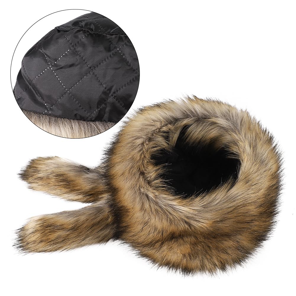 Fur Russian Hat with Drop Animal Adult Fluffy Raccoon Winter Cold Weather Flight Faux Fur Small Snow Playing in the New Brown Hat, Ears, Hat, Women's,