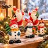 Resin Santa Claus Figurines Christmas Figurine Vintage Snowman Statue Winter Festive Decorative Statue Holiday Tabletop Decoration for Home