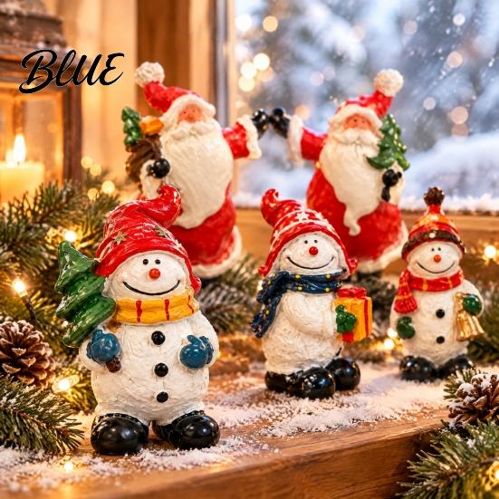 Resin Santa Claus Figurines Christmas Figurine Vintage Snowman Statue Winter Festive Decorative Statue Holiday Tabletop Decoration for Home