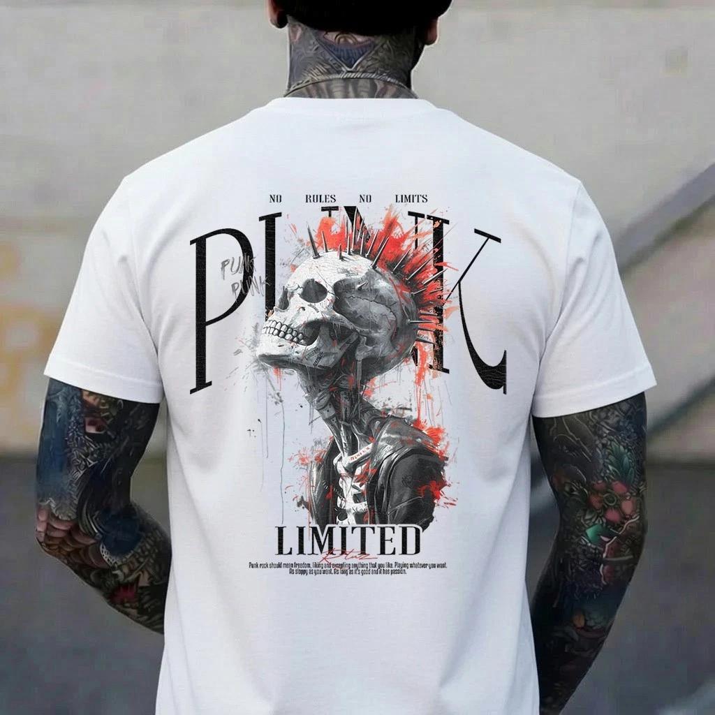 Vintage backprint Biker Rocker Skull Punk Horror Skull T-Shirt 3XL