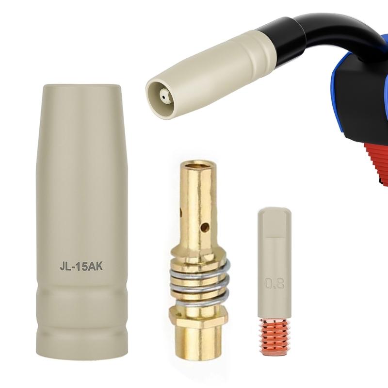 0.8/1.0/1.2mm Torch Gas Nozzle Tip Holder 15AK European Welding Accessories For Professional Welders Precise Tasks 3pcs