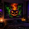 Psychedelic Jack O Lantern Tapestry Green Purple Flame Gothic Halloween Bedroom Wall Hanging Decor