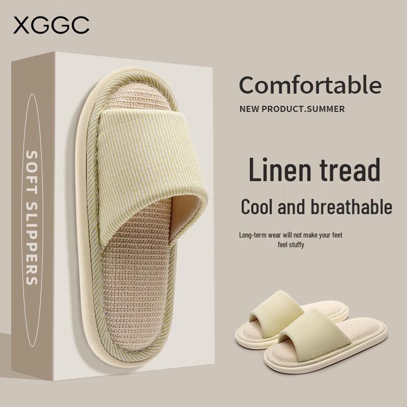 XGGC Unisex Four Seasons Cotton Linen Home Slippers 36-37