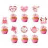 36pcs Pink Happy Mother's Day Cake Toppers Mothers Day Gift Decor  Dessert Decor Supplies