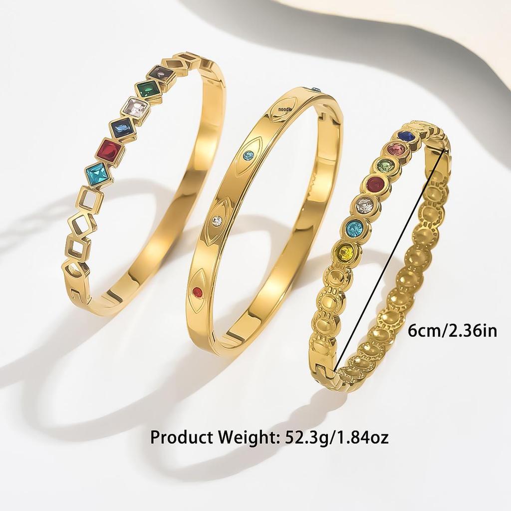 European & American Fashion Oval Zircon Bracelet: White, Pink, Green, Black, Blue - Simple, Versatile, Luxurious