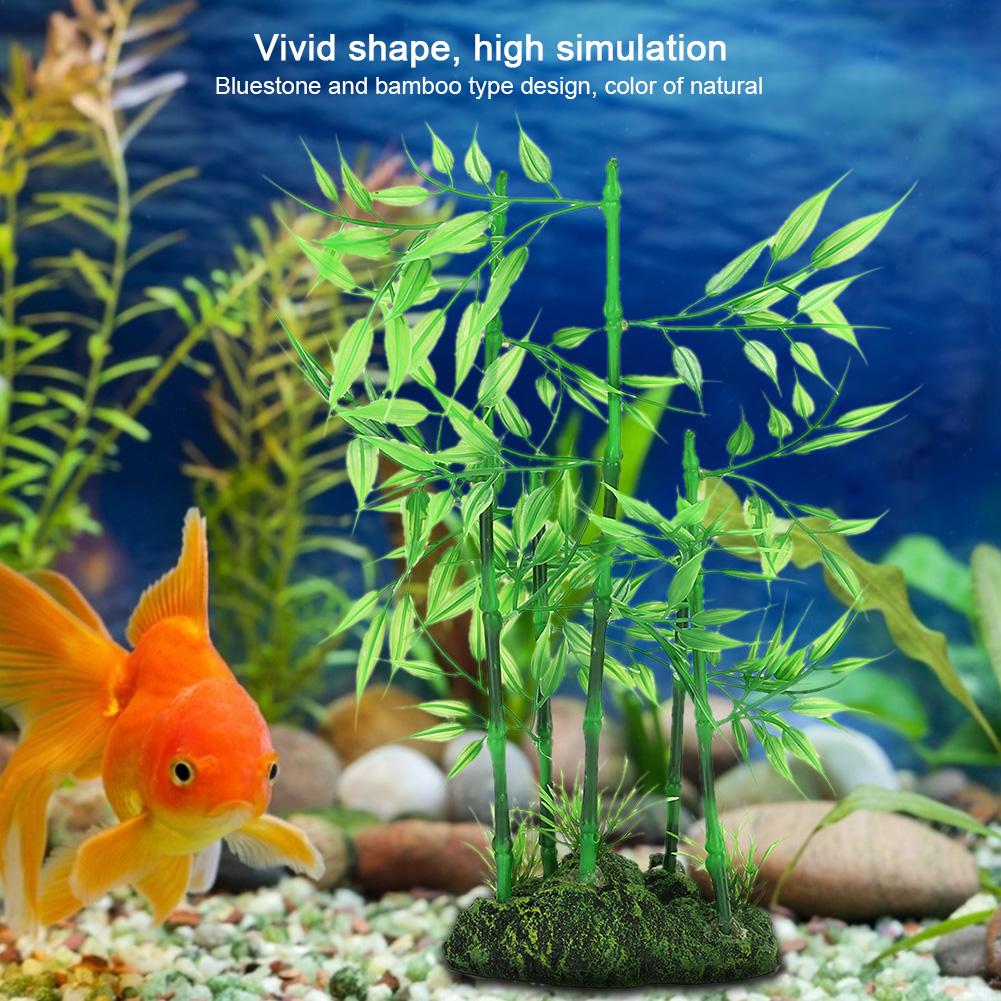 Aquarium Artificial Vivid Simulation Bluestone Bamboo for Fish Tank Water Plants Landscape