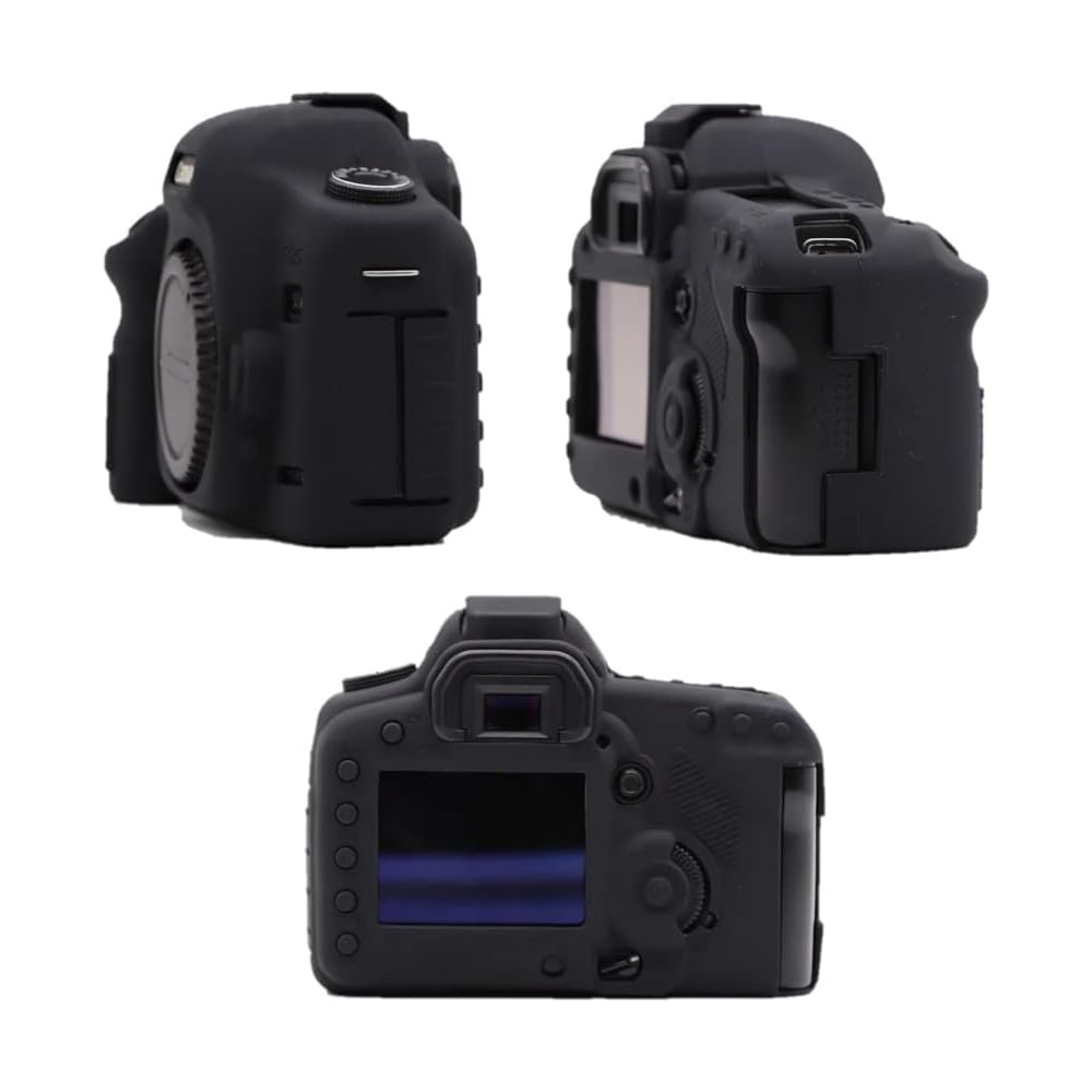 Soft Silicone Black Camera Case, Armor Skin Body Cover Protector for Canon EOS 5D Mark II Digital Camera, Black/White, Camera Case
