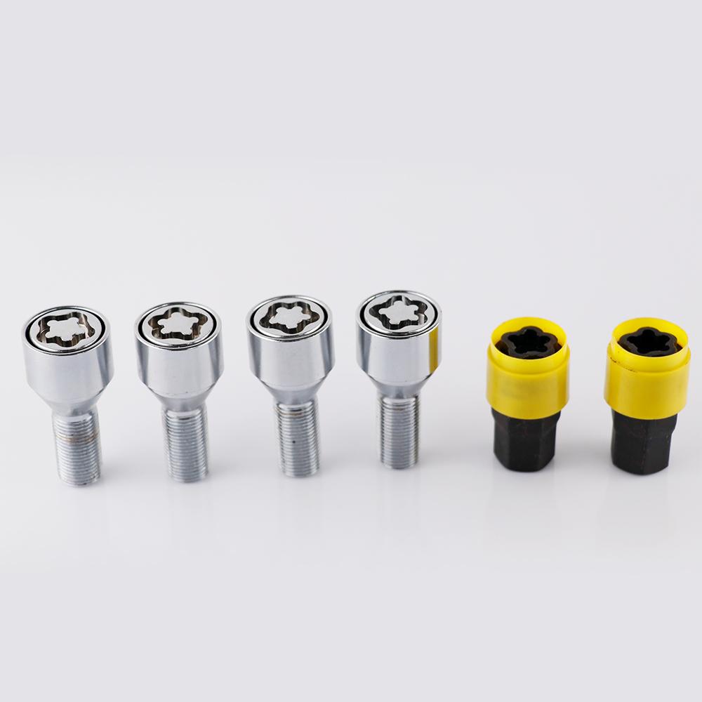 4+2 M14X1.25 Tyverisikring Stålfelglås Låsebolter 28mm Skaft Passer BMW X3 X5 X6 5 7 Serie Mini R50 R52 R53