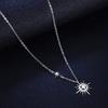 Sterling Star Moon Pendant Necklace Women Six Point Constellation Charm Delicate Chain