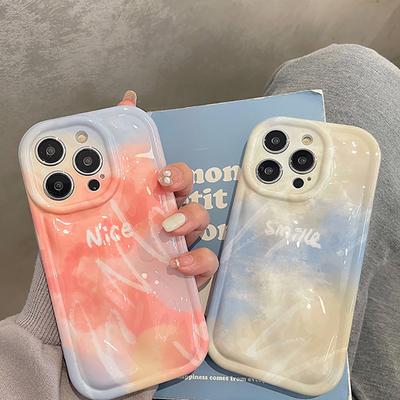Gradiëntkleur 3d Meteoriet Patroon Letters Schokbestendig Telefoon Case Voor Iphone 14 11 12 13 Pro Max Mooie Zachte Cover case