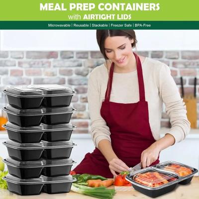 10PCS Takeaway Lunch Box with 2-pocket LidTravel Lunch BoxDisposable Bento BoxMicrowave/Dishwasher/Freezer Safe