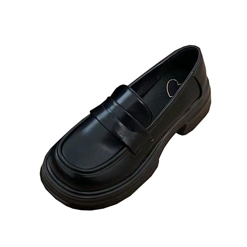 Women's British-style Small Leather Shoes In the Spring and Autumn of 2025 New Versatile Retro Single Shoes Thick-soled Black Loafers