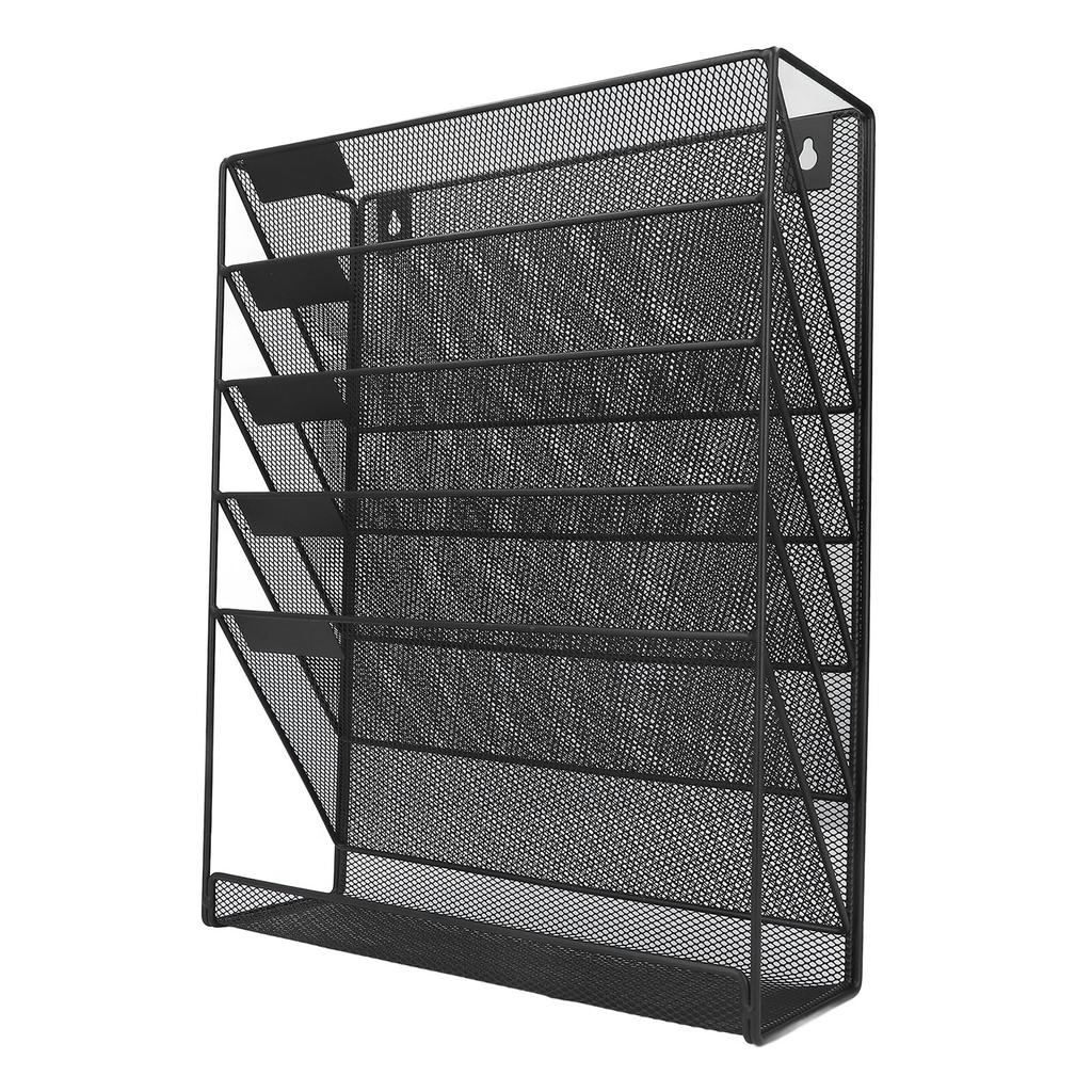 Wall File Organizer 5 Pockets Durable Metal Space Saving Wall Mount Wall File Holder for File Document Notebook