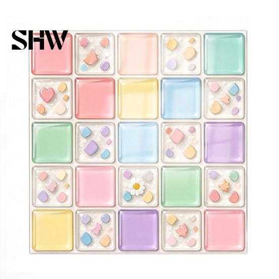 Self Adhesive Mosaic Wall Stickers Acrylic Tile Stickers, Peel and Stick Self-Adhesive Backsplash Tiles, HD Glossy Waterproof Kitchen Oil-Proof Decals