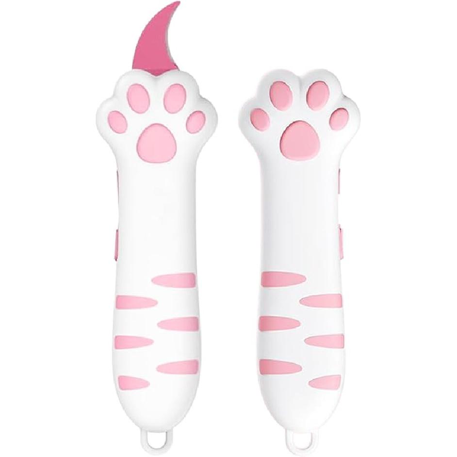 Cat Paw Box Cutter, SKRMISDA Retractable Cat Claw Cutter, Portable Cute Paper Cutter, Carton Sealing Tape Opener for Women, Safe Unpacking Tool for