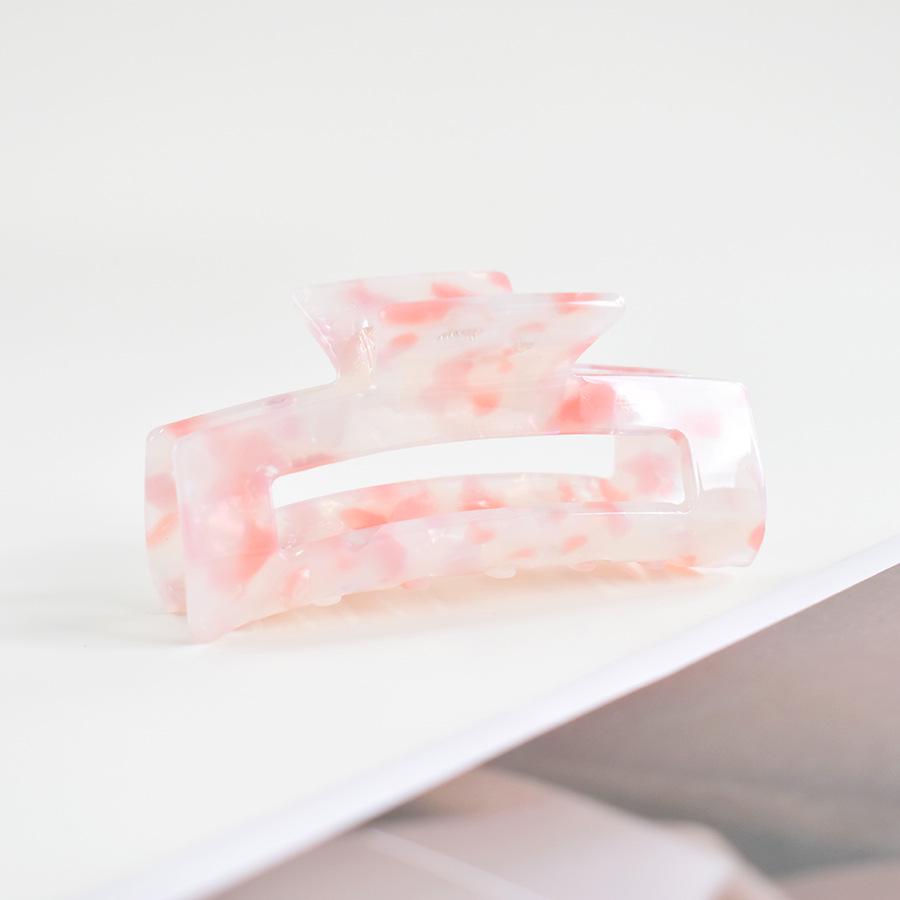 European & American Women’s Black & White Checkered Hair Clip - Large Acetate Acrylic Claw for Bun Hairstyles