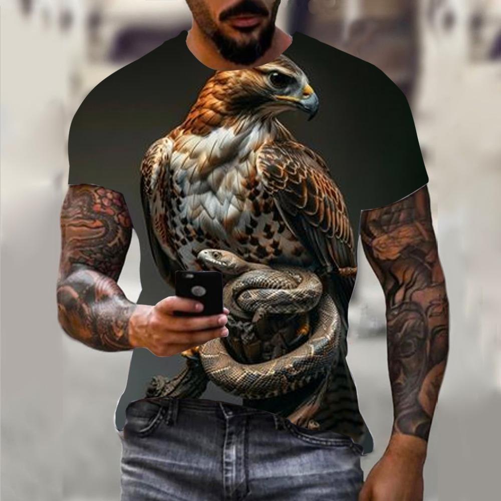 2025 Men's Eagle Print 3d Oose Neutral Clothing Short Sleeved Sports Outdoor Quick Drying Clothes Retro Fashion
