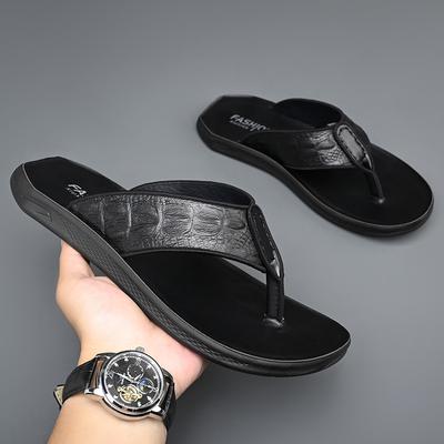 Zehentrenner Herren Outdoor-Bekleidung rutschfest Leder Zehensteg Vietnamesische Strandschuhe Herren Sport Trendige Sandalen