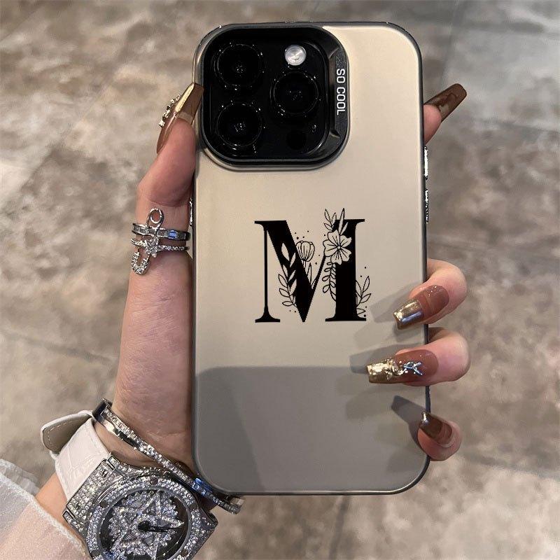 Flower Letter M Anti Fall Soft Shell, Simple and High-end Air Cushion For iPhone 11 12 13 14 15 16 17 XS XR X 12 13 Plus Pro Max SE Series Beautiful