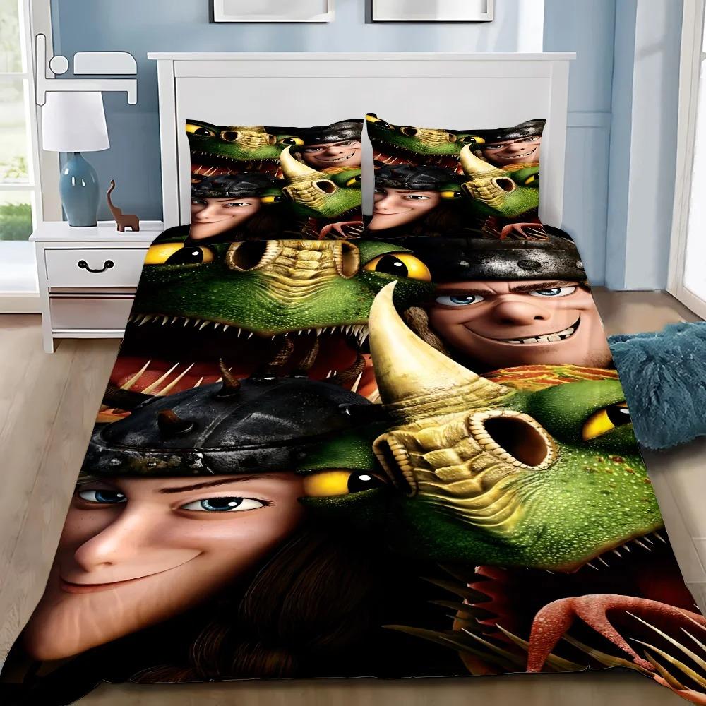 Duvet Cover Pillowcase Bedding Set Funny T-Toothless Adult Boy Girl Bedroom Decoration Children Gift Single Double Large Size