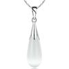 Korean Style S925 Sterling Silver Cat's Eye Water Drop Pendant Necklace for Women