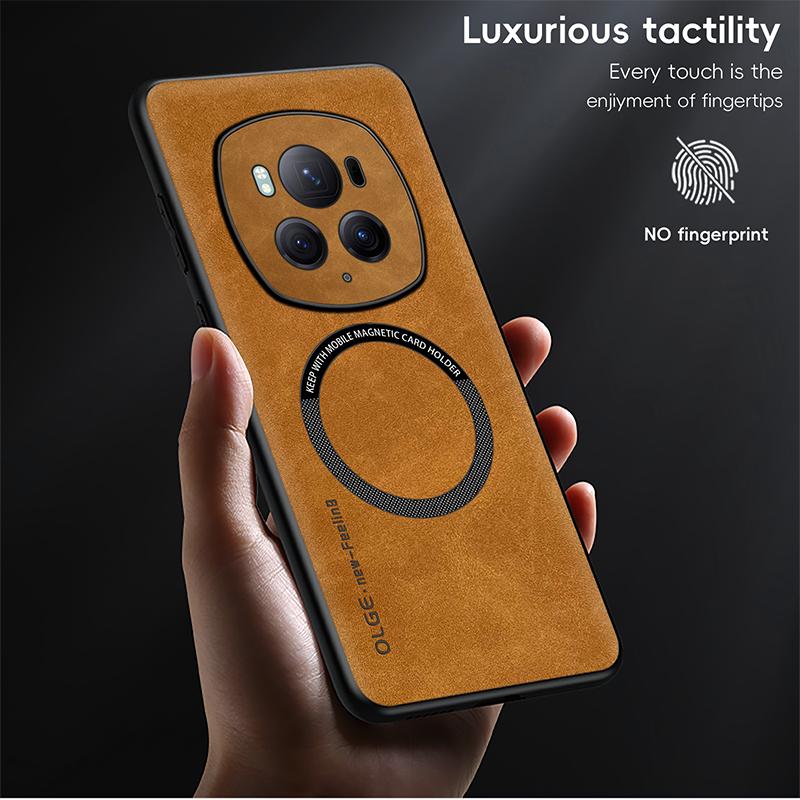 For Magsafe Magnetic Car Support Shockproof Matte Leather Phone Case For Honor 200 100 90 70 Magic 6 5 4 3 Pro Bumper Back Cover