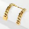 Thick Durable Stylish Stainless Steel Hip-hop Miami Cuban Chain Bracelet PVD18k Gold Men Women Waterproof Cuban Chain