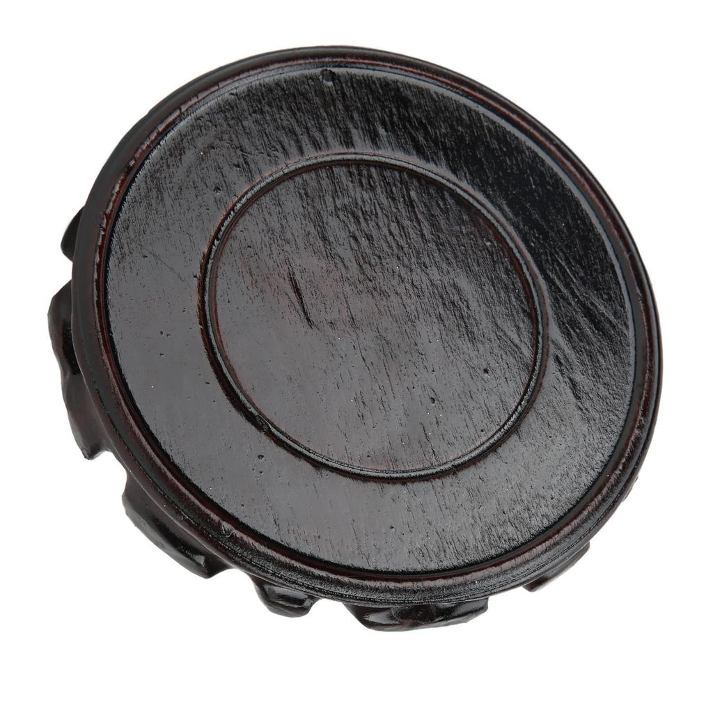 Round Wooden Base Multifunctional Retro Carving Elegant Wooden Display Stand for Home Decoration Gift