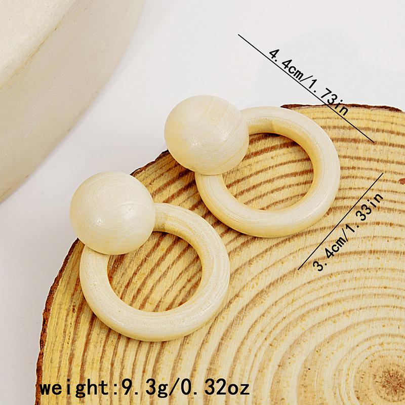 Vintage Wooden Beaded Long Drop Earrings For Women Bohemia Handmade Geometric Wood Earring Pendant Jewelry