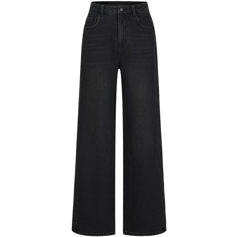

Jiu Zi Anna Kou Women s American Retro Fleece-Lined Wide-Leg Denim Pants 2XL