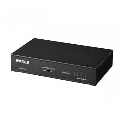 Buffalo Giga Compatible Metal Housing Built-in Power Supply 5 Ports LSW6-GT-5NSBK Black Switching Hub Magnet Wall Mounting Compatible