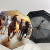 1pc Horses Galloping Wild Umbrella with Plastic Handle,Suitable for All Seasons Home Travel Outdoor UmbrellaDD1791