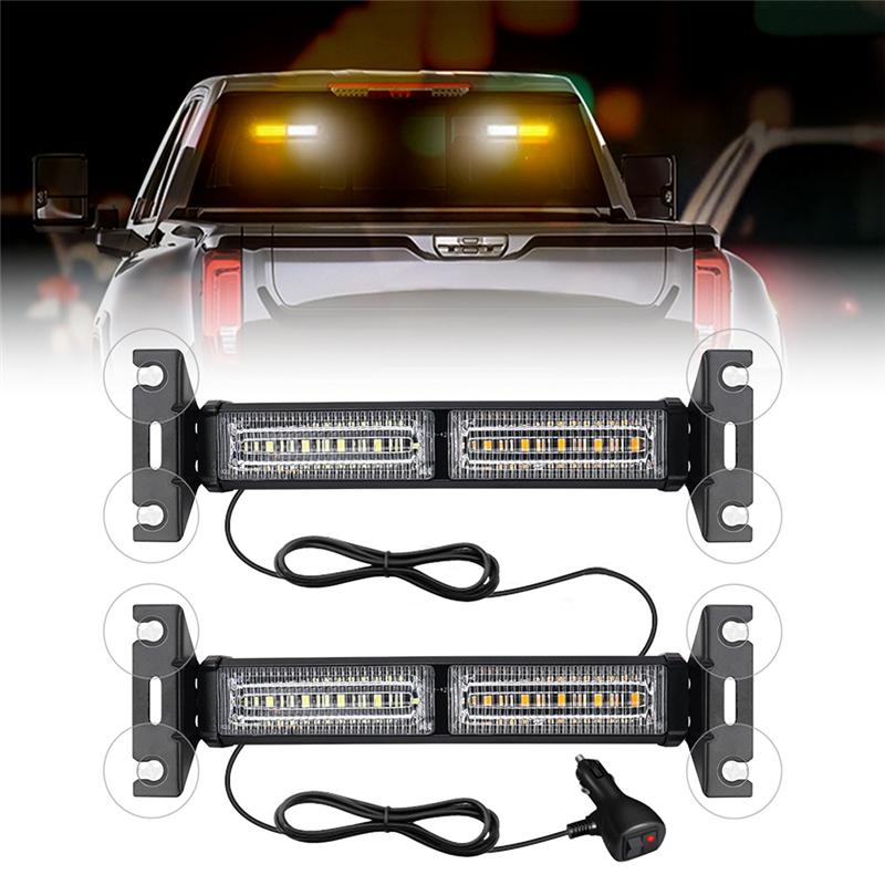 A16P-LED Emergency Strobe Light 18 Flashing For Car Warning Light Safety Windshield Lamp 12-30V For Car ATV UTV Trucks