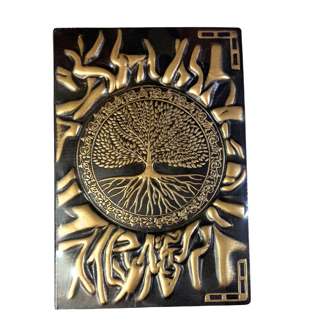 

Magical Notebook 3D Embossed Leather Vintage Notebook (World Tree (Bronze) Notebook) Embossed Antique Style Secret Notebook