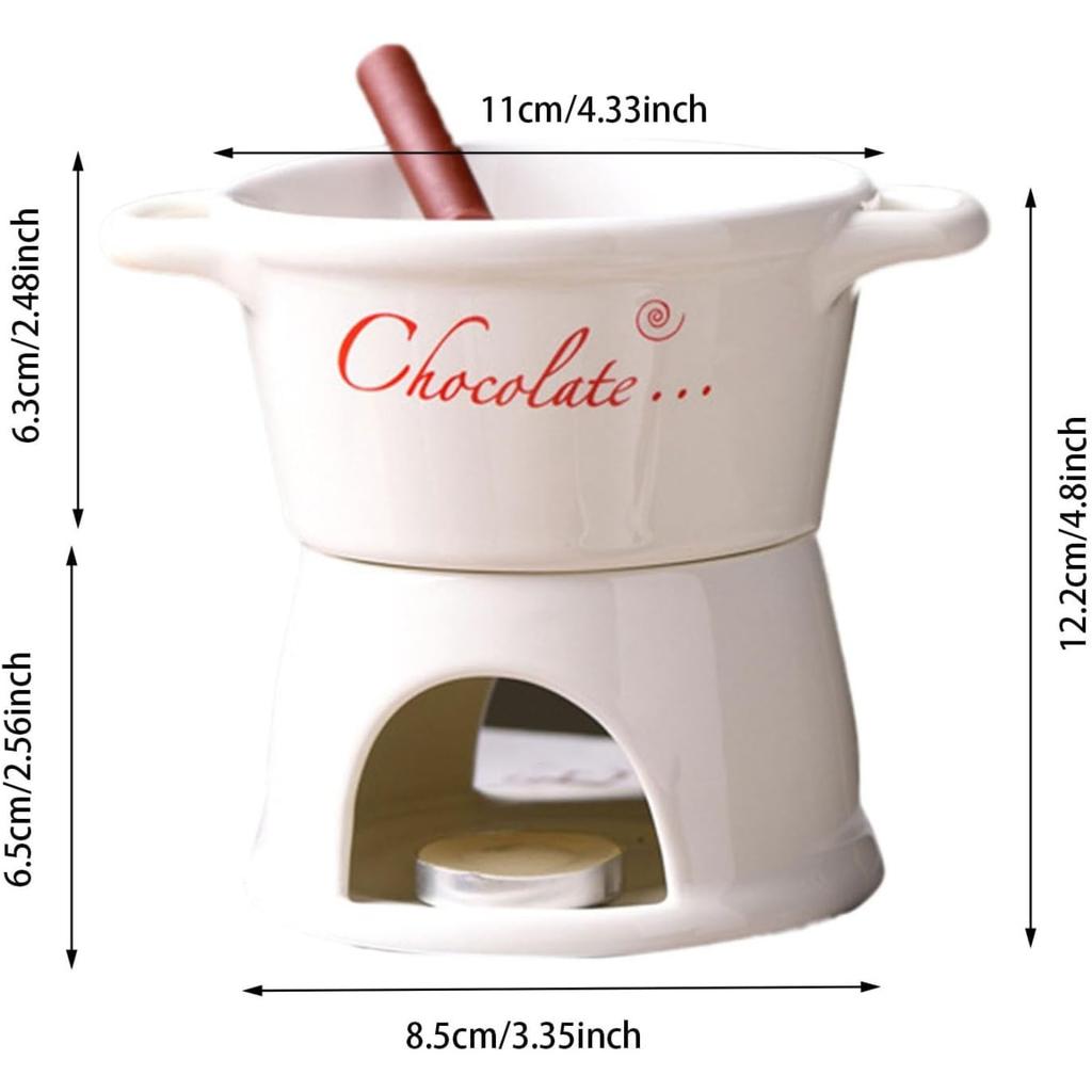 Chocolate Fondue Mug, Chocolate Melting Cup Tea Light with Forks and Candle, Butter Warmers Pot Set, Cheese Melting Cup, Warmer Mug