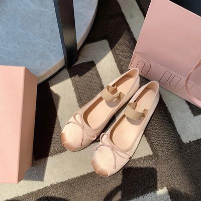 Women's Shoes French Autumn Retro Bow Shallow Mouth Flat Ballet Single Shoes Anti Slip Comfort Wear-resisting Round Toe Shoes