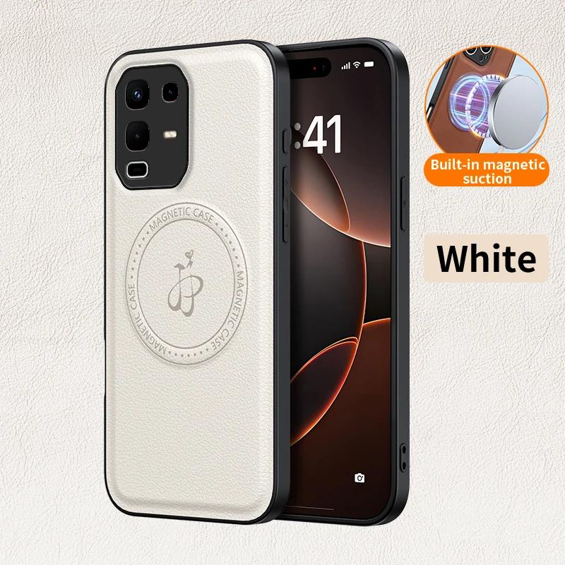 EUCAGR Luxury PU Leather MagSafe Magnetic Wireless Charging Phone Case For Infinix Note 50 Pro+ 50S 50X Protective Back Cover