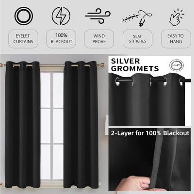 Blackout Thermal Curtains for Bedroom Drop Eyelet Curtains for Living Room Weave Textured Light Blocking Window Curtain Drapes