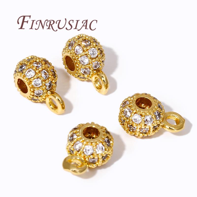 18K Gold Plated Brass with Zircon Pendants Bail With Closed Ring,Bale For Pendant Accessories For Jewelry,DIY Bracelets Findings