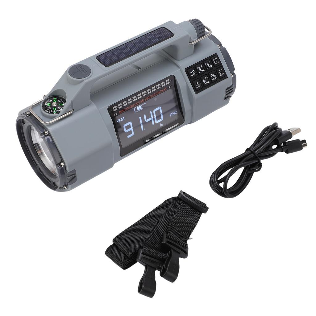 Hand Crank Emergency Radio FM MW SW VHF WB Weather Radio with Flashlight Solar Powered Smart Phone